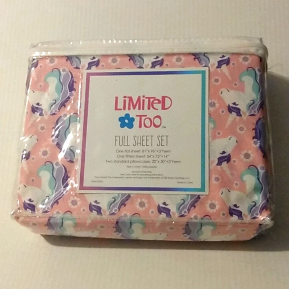 Limited Too Unicorn 4 piece Full sheet set